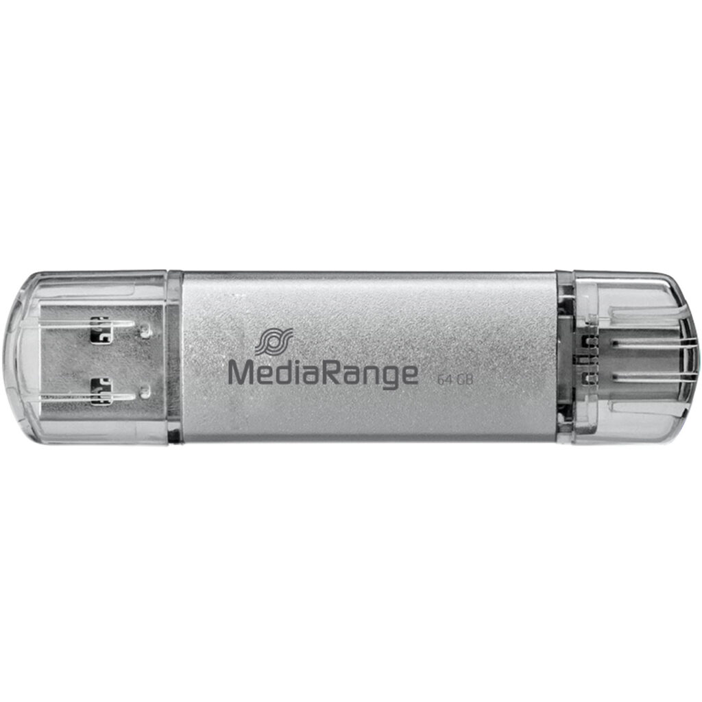 USB Speicherstick mit USBC & USB 3.0 Stecker, 64GB, silber USB Speicherstick mit USBC & USB 3.0 Stecker, 64GB, silber