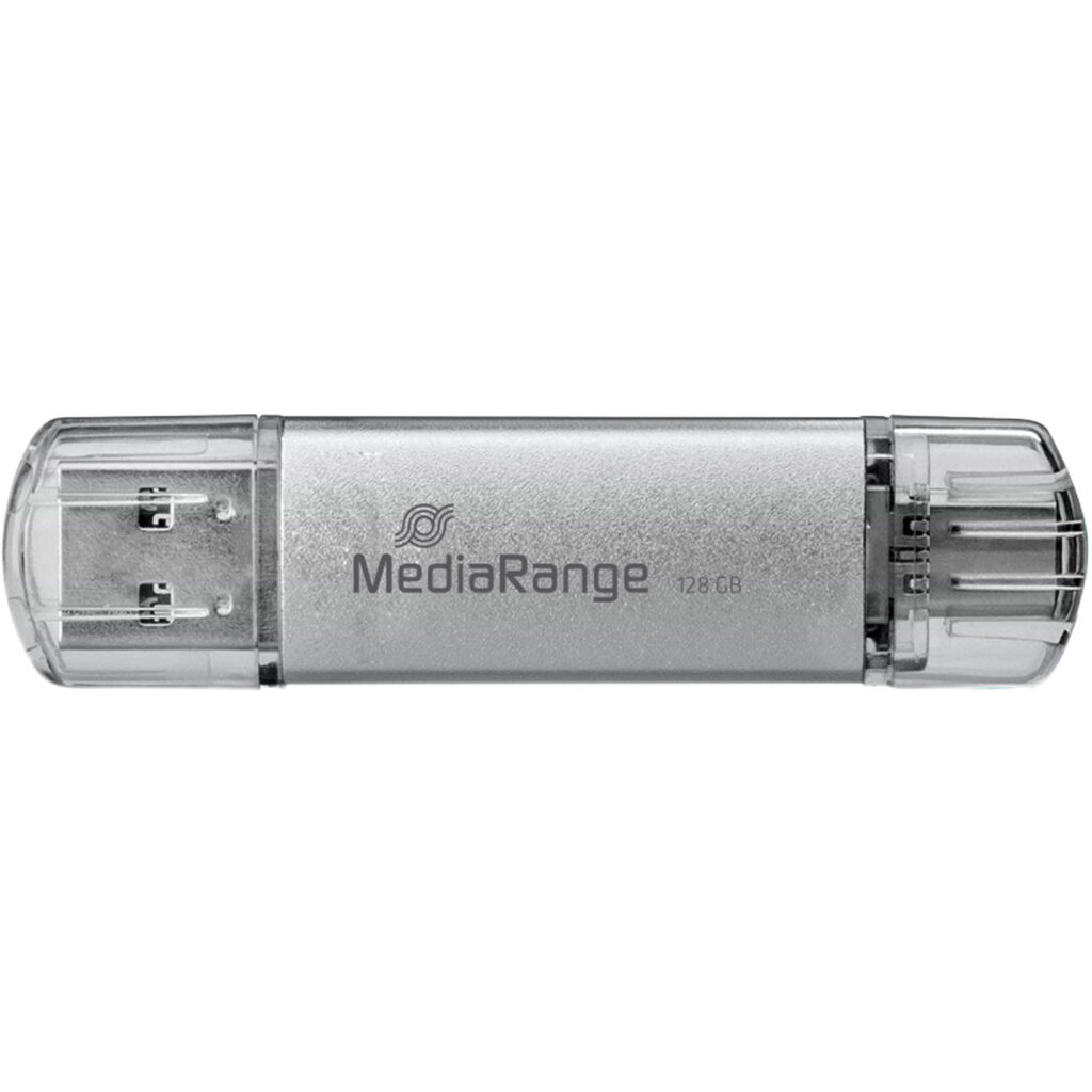 USB Speicherstick mit USBC & USB 3.0 Stecker, 128GB, silber USB Speicherstick mit USBC & USB 3.0 Stecker, 128GB, silber
