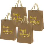 4er-Set Geschenktüte aus Papier Happy Birthday, Geschenktache mit Henkel, 27 x 34 x 15 cm