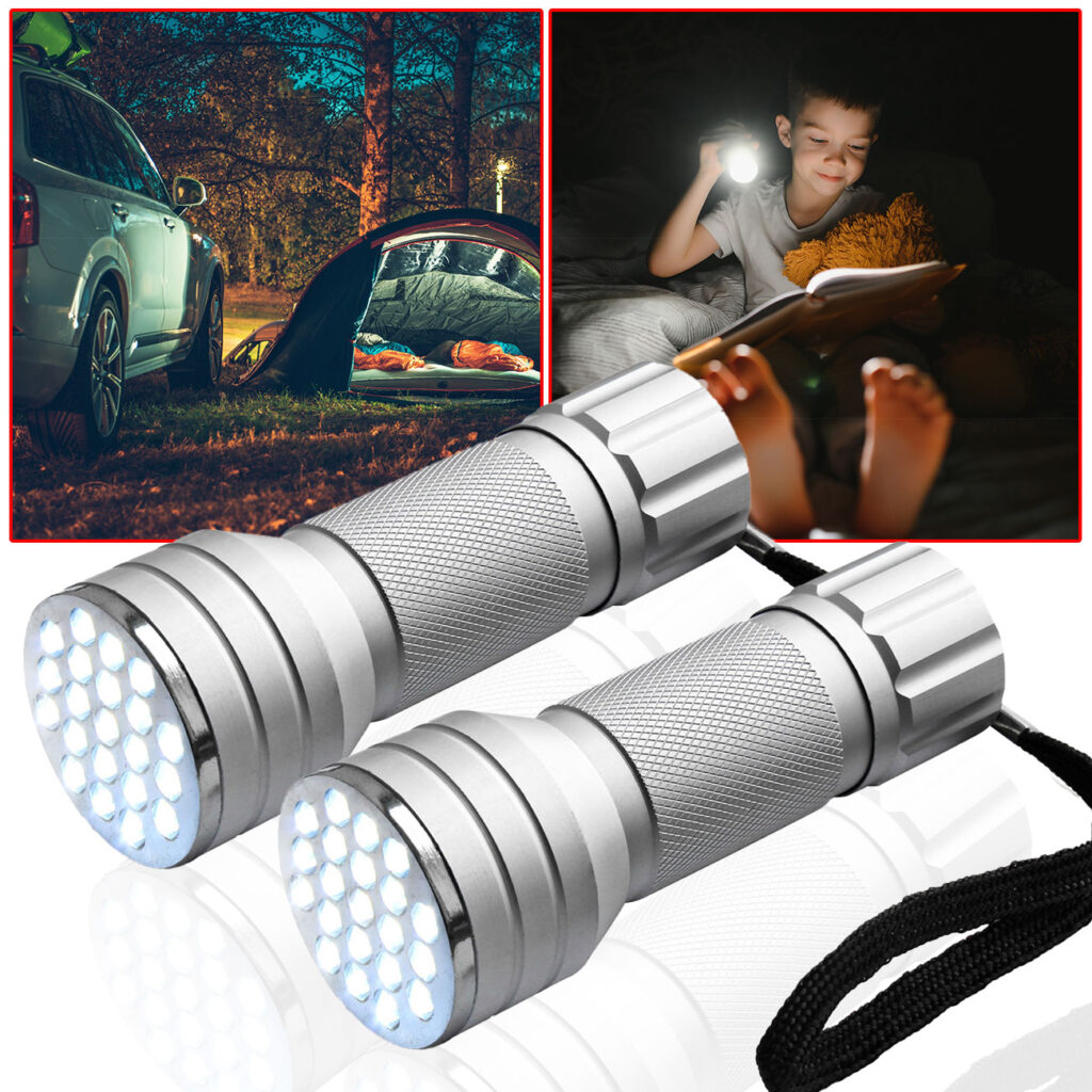 2er-Set LED-Taschenlampe mit Alu-Gehäuse und 21 LEDs 2er-Set LED-Taschenlampe mit Alu-Gehäuse und 21 LEDs