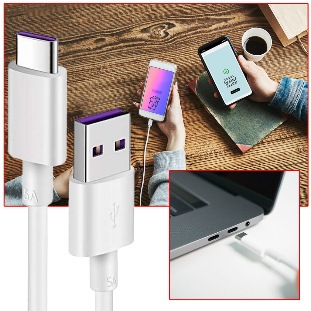 2er-Set Schnellladekabel USB Typ C, weiss, 5A, L 1,0 m 2er-Set Schnellladekabel USB Typ C, weiss, 5A, L 1,0 m