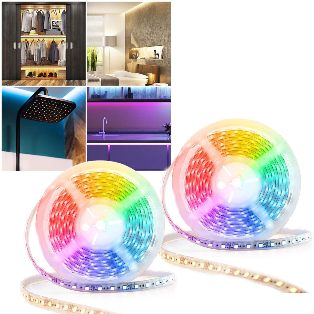 2er-Set LED Lichtband mit App-Steuerung, warmweiss/kaltweiss/RGB 5m 2er-Set LED Lichtband mit App-Steuerung, warmweiss/kaltweiss/RGB 5m