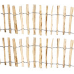 2er-Set Beeteinfassung aus Haselnuss, Steckzaun mit Pfosten, 35 x 300 cm, Beetumrandung
