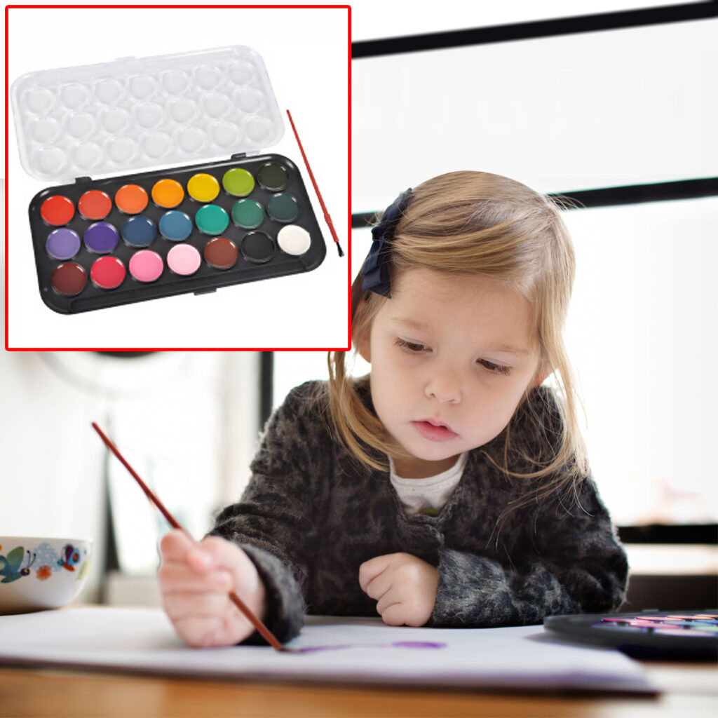 Aquarellfarben, Palette mit 21 Farben und Pinsel