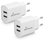 2er-Set USB-Netzteil mit 2 USB-A Anschlüssen, 12W, weiss