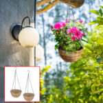 2er-Set Hängeblumentopf aus Weidengeflecht, Blumenampel mit Kette und Haken, 30 x 16,5cm