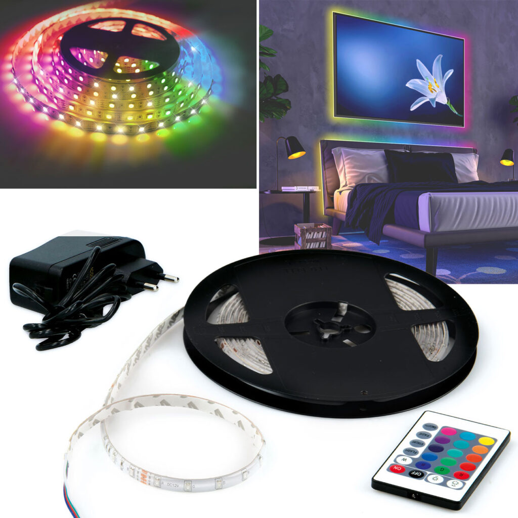 2er-Set LED-Streifen, 3m, RGB, inkl. Fernbedinug