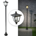 LED-Solar-Gartenlaterne, H 1,6m, Retro-Design, Lichtsensor, dimmbar, IP44
