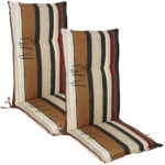 2er-Set Hochlehner-Auflage Streifenmuster, Erdtöne, 123 x 50 x 6 cm