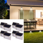 Solar-LED-Aussenwandleuchte aus Edelstahl, 8 Stück