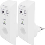 2er-Set Steckdose mit 2x USB-Ladeport, 3.1 A, Timer, Überspannungsschutz, Swiss-Edition