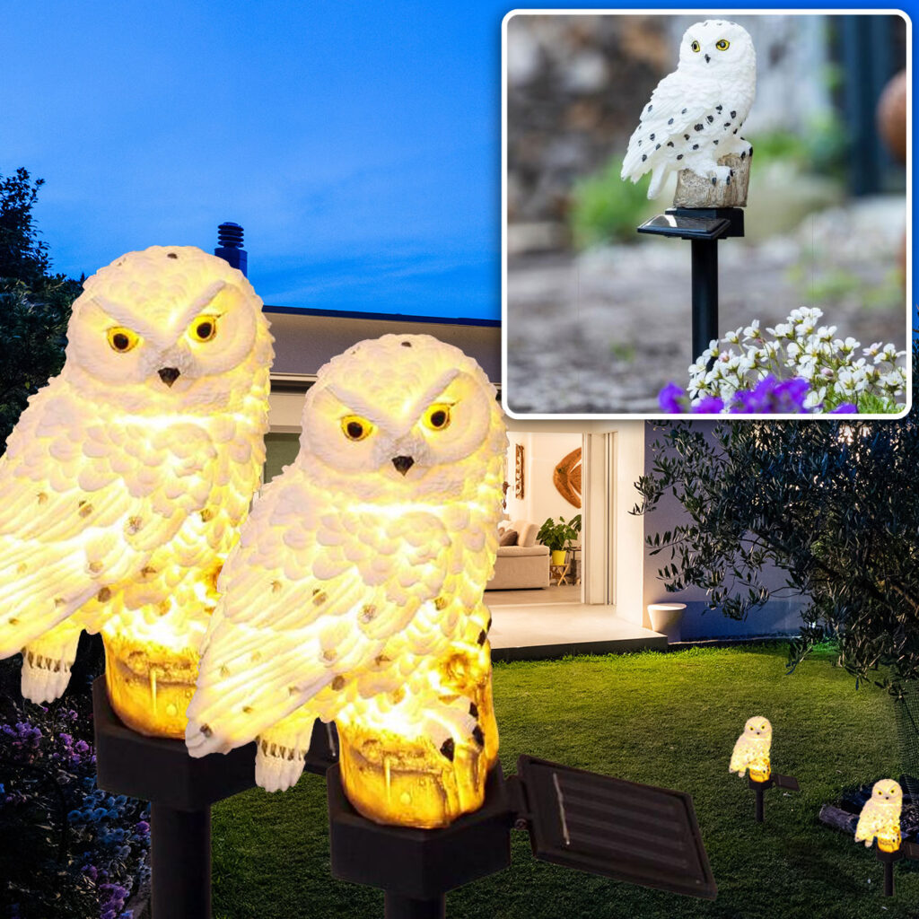 2er-Set LED Solar-Eule Solar Gartenleuchte