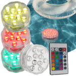 4er-Set Multicolor-LED-Unterwasserleuchten mit Fernbedienung, IP68
