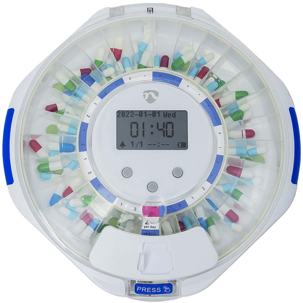 Intelligente Medikamentendose, SmartLife, mit WiFi und App, 28 Fächer, LCD-Display Intelligente Medikamentendose, SmartLife, mit WiFi und App, 28 Fächer, LCD-Display