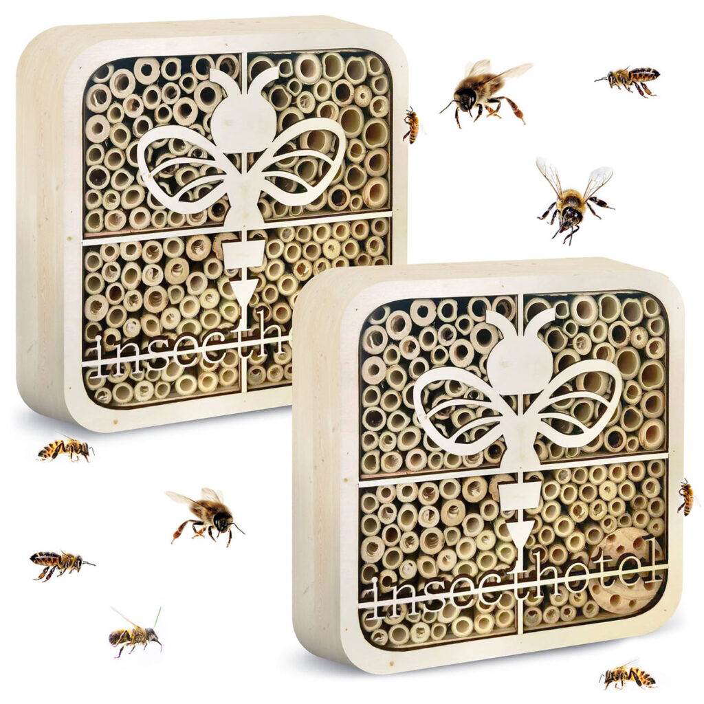 2er-Set Insektenhotel „Biene“, kinderfreundlich, Naturholz, 20 x 20 x 7 cm 2er-Set Insektenhotel „Biene“, kinderfreundlich, Naturholz, 20 x 20 x 7 cm