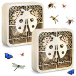 2er-Set Insektenhotel „Marienkäfer“, kinderfreundlich, Naturholz, 20 x 20 x 7 cm