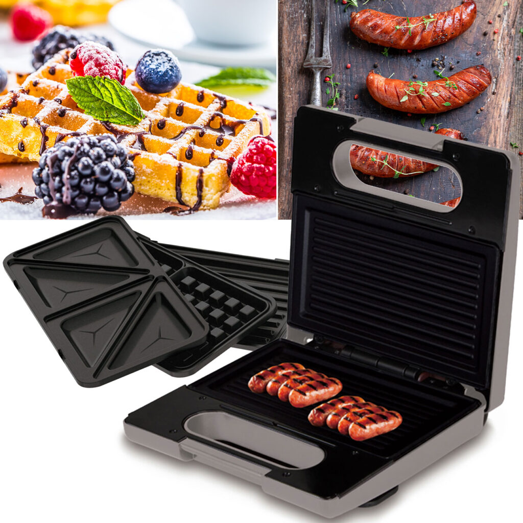 3in1 Sandwichmaker, Waffeleisen & Tischgrill, 780 W, taupe 3in1 Sandwichmaker, Waffeleisen & Tischgrill, 780 W, taupe