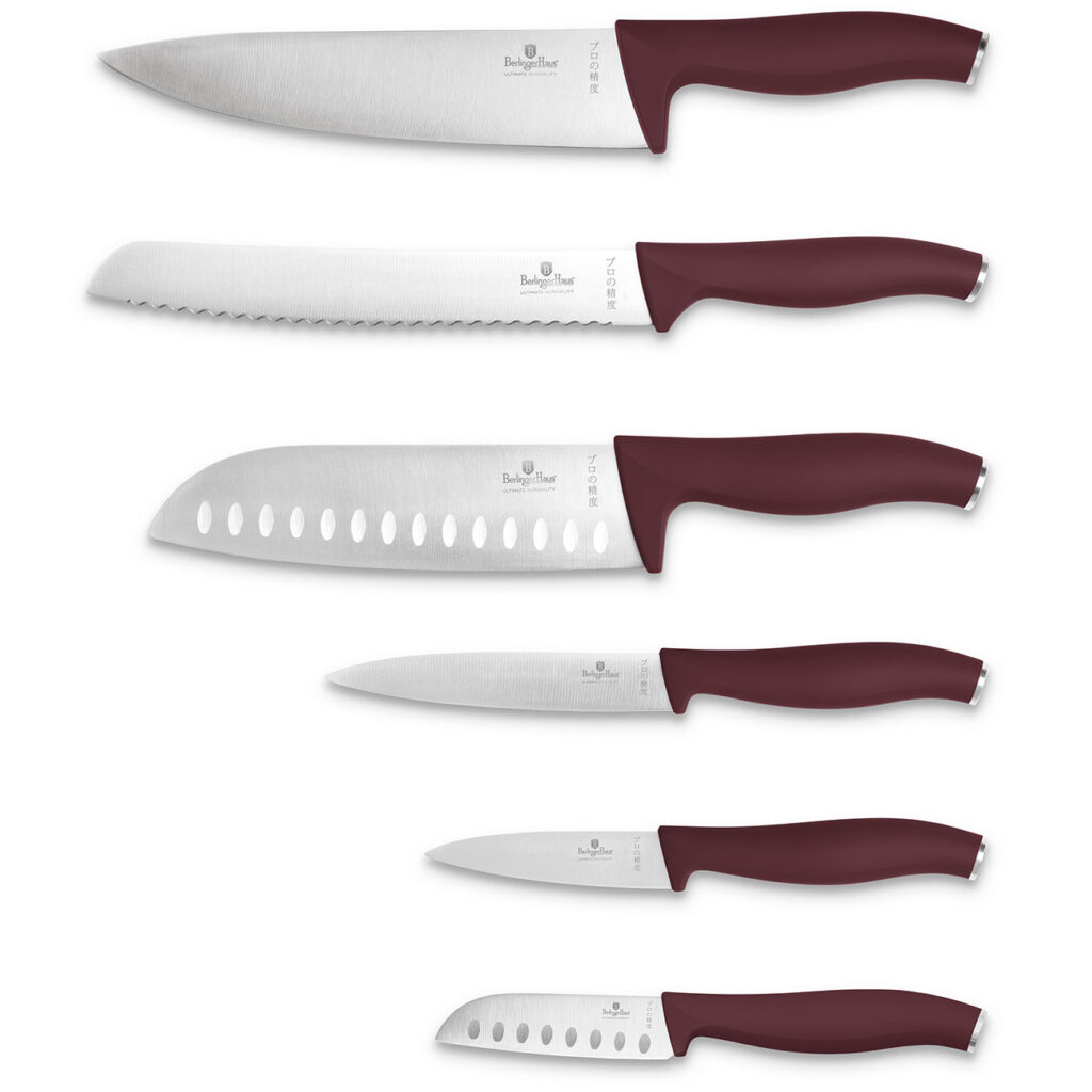 Design-Messerset, handgeschärf, 6-teilig, bordeaux Design-Messerset, handgeschärf, 6-teilig, bordeaux