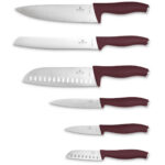Design-Messerset, handgeschärf, 6-teilig, bordeaux
