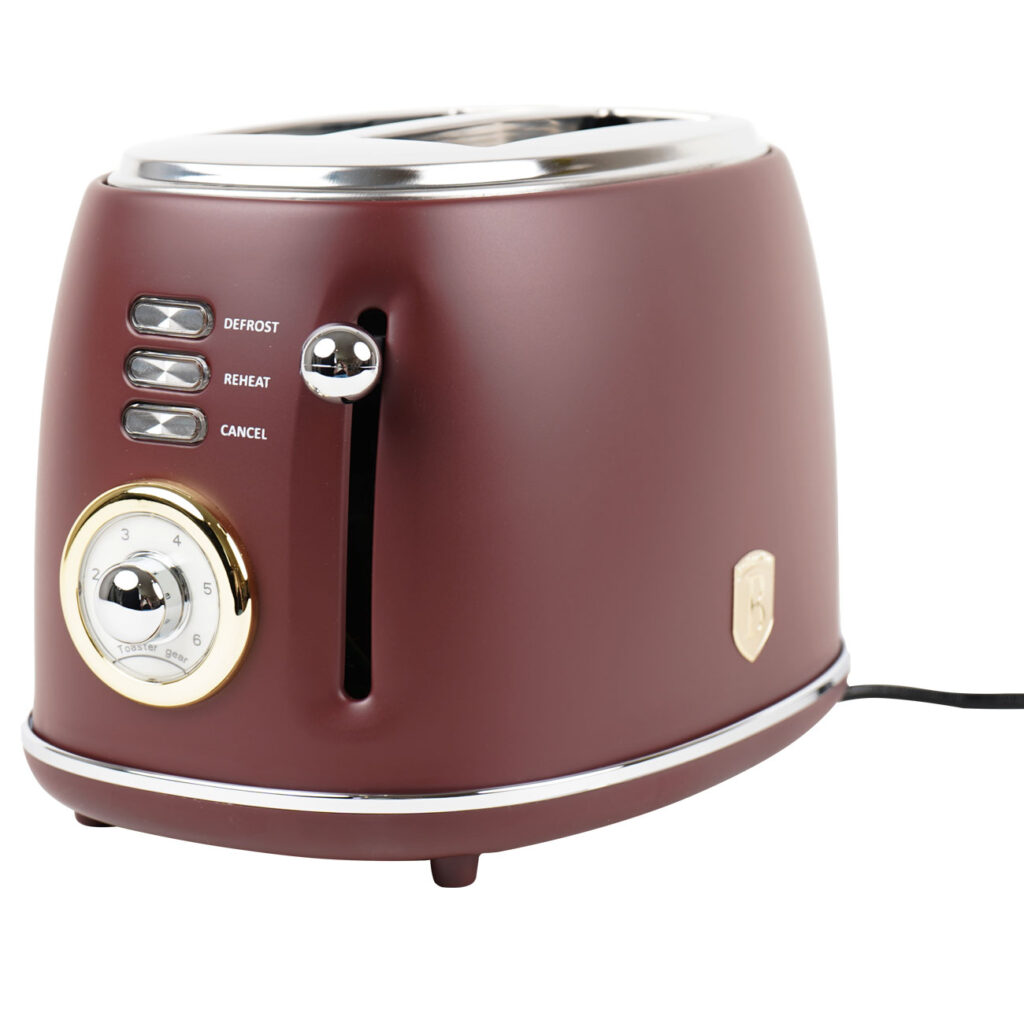 Design Toaster mit 6 Röststufen, 850 W, bordeaux