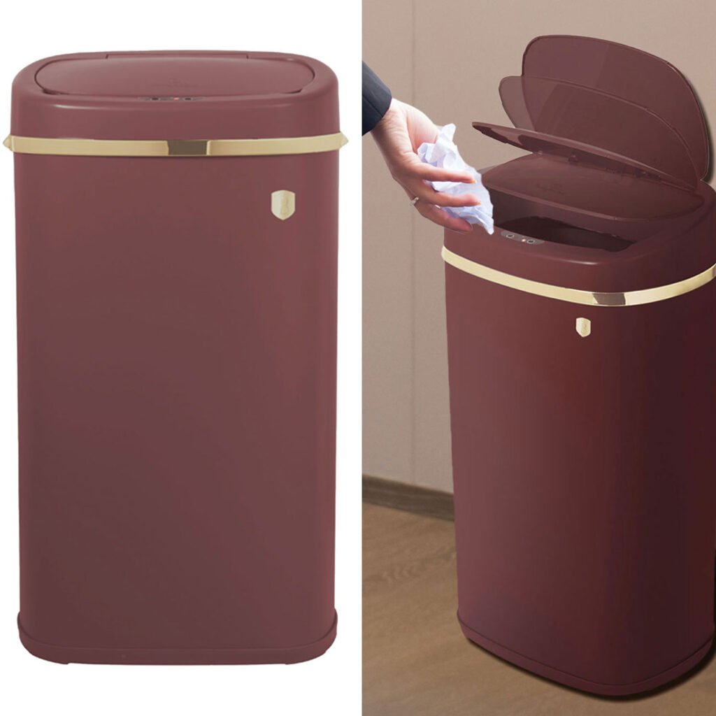 Design Abfalleimer aus Metall, mit Sensor, 58l, bordeaux
