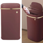 Design Abfalleimer aus Metall, mit Sensor, 58l, bordeaux