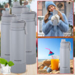 4er-Set Doppelwandiger Thermobecher, 720ml, grau