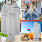 4er-Set Doppelwandiger Thermobecher, 720ml, beige