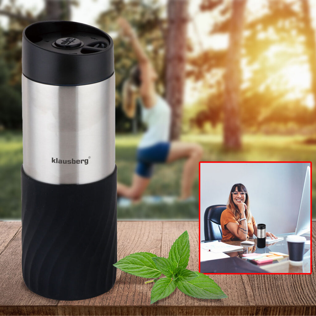 Doppelwandiger Thermobecher, 420ml, schwarz