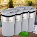 4er-Set Doppelwandiger Thermobecher, 280ml, grau