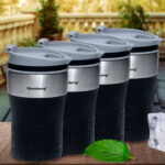 4er-Set Doppelwandiger Thermobecher, 280ml, schwarz