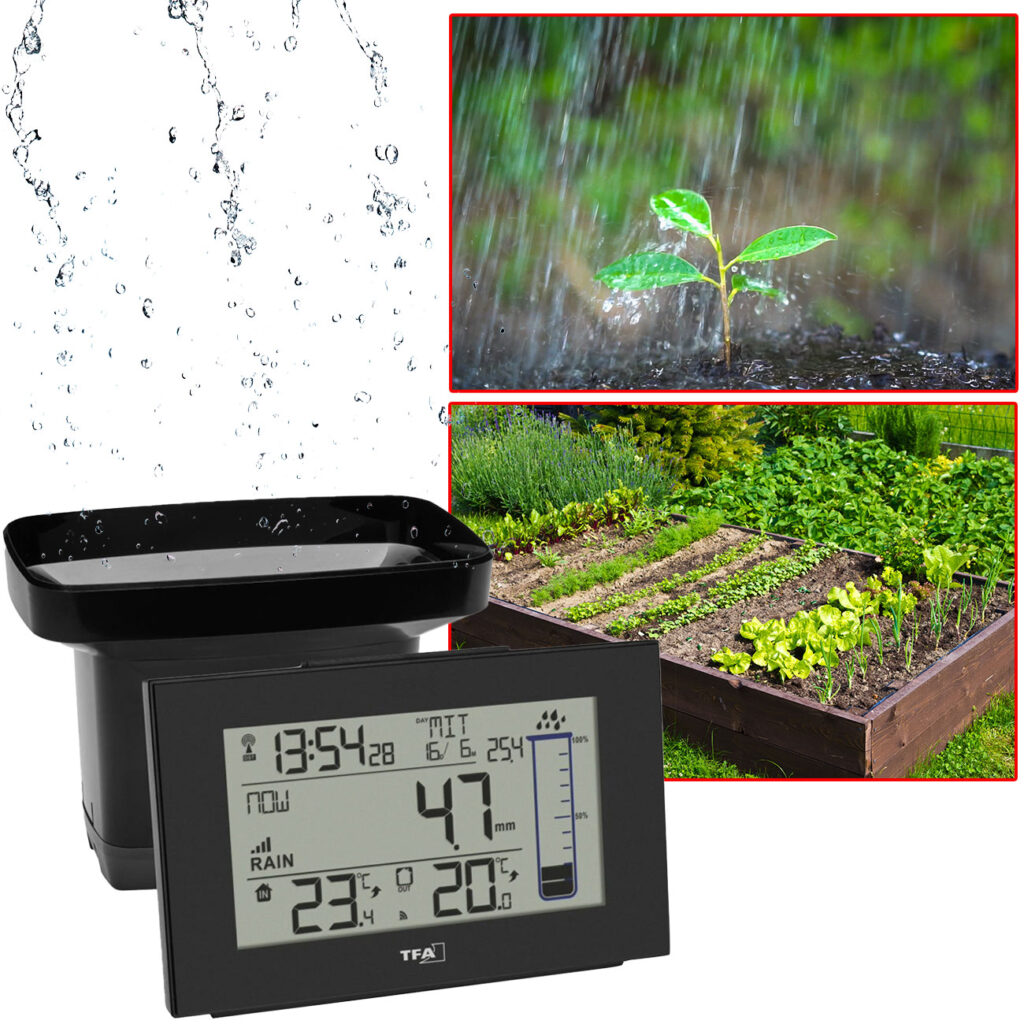 Digitaler Funk-Regenmesser mit Thermometer