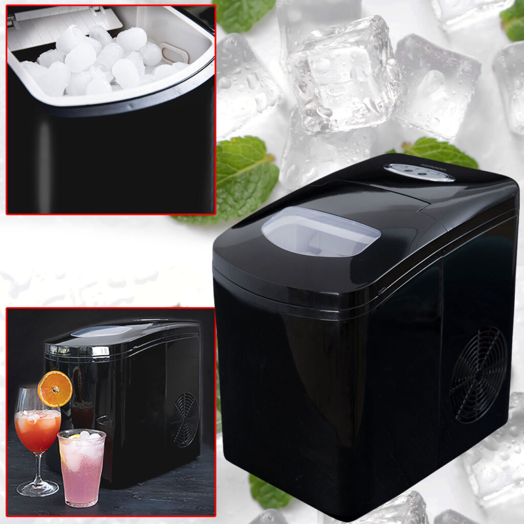 Eiswürfelmaschine, 150 Watt, 1, 7 L, Eiswürfelbereiter, schwarz Eiswürfelmaschine, 150 Watt, 1, 7 L, Eiswürfelbereiter, schwarz