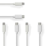 3er-Set iPhone Ladekabel, Lightning Kabel, USB-C, MFi Zertifiziert, 1 m, weiss