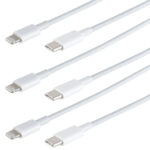 3er-Set Schnellladekabel USB-C auf Lightning, weiss, 2  m