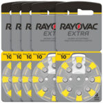 5er-Set Hörgeräte Batterien Extra 10, gelb,1,45V 105 mAh, 40er-Pack