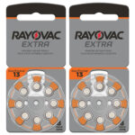 2er-Set Hörgeräte Batterien Typ 13,orange, Zn/Luft 1,45 Volt 290 mAh, 16er-Pack