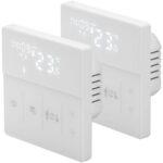2er-Set WLAN-Thermostat für Fussbodenheizungen mit App- und Sprachsteuerung, weiss