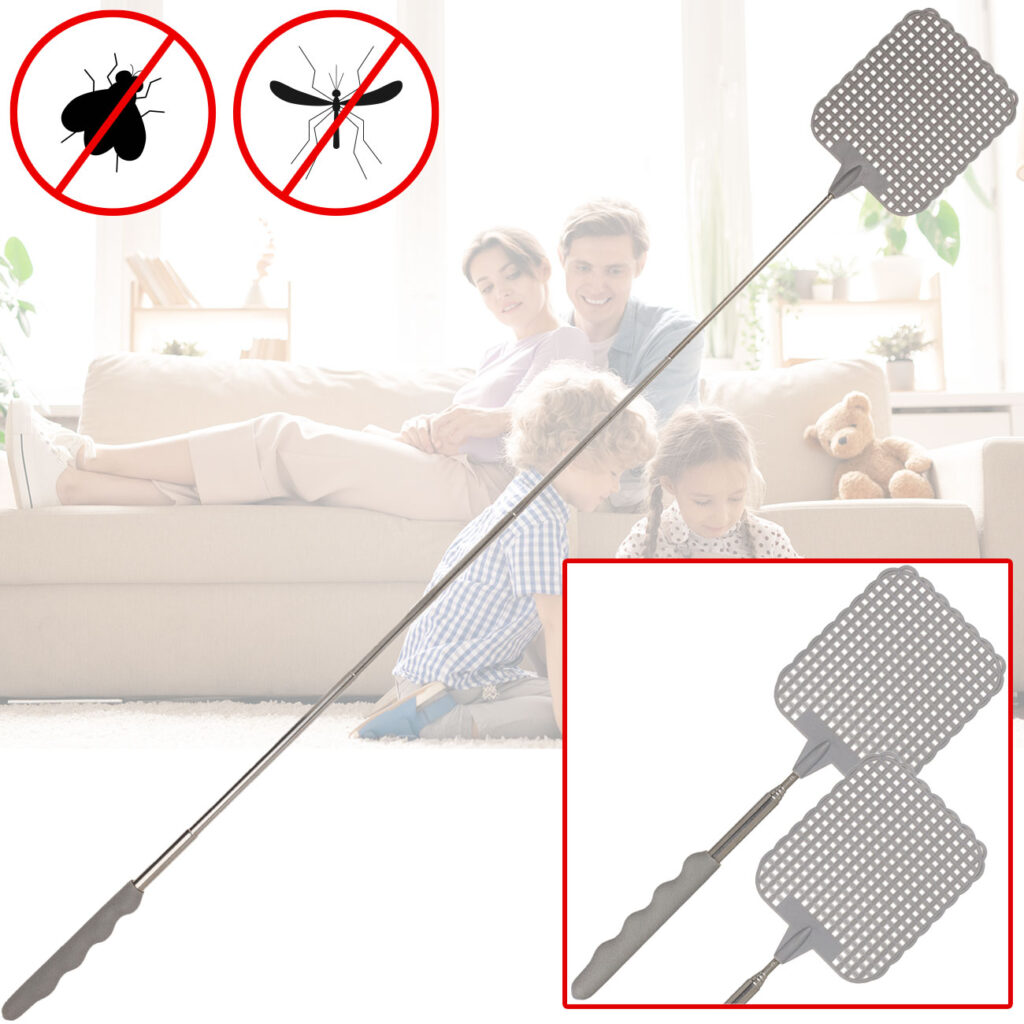 2er-Set Fliegenklatsche mit Teleskopstab, ausziehbar bis 72 cm 2er-Set Fliegenklatsche mit Teleskopstab, ausziehbar bis 72 cm