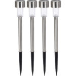 4er-Set Solar Gartenlampe aus Edelstahl, mit Erdspiess, 36,5 cm