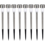 8er-Set Solar Gartenlampe aus Edelstahl, mit Erdspiess, 36,5 cm