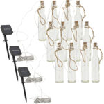 3er-Set Flaschen Lichterkette, solarbetrieben, mit LED-Lichtern