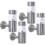 4er-Set LED-Wandleuchte, solarbetrieben mit Bewegungsmelder, IP44 Aussenleuchte