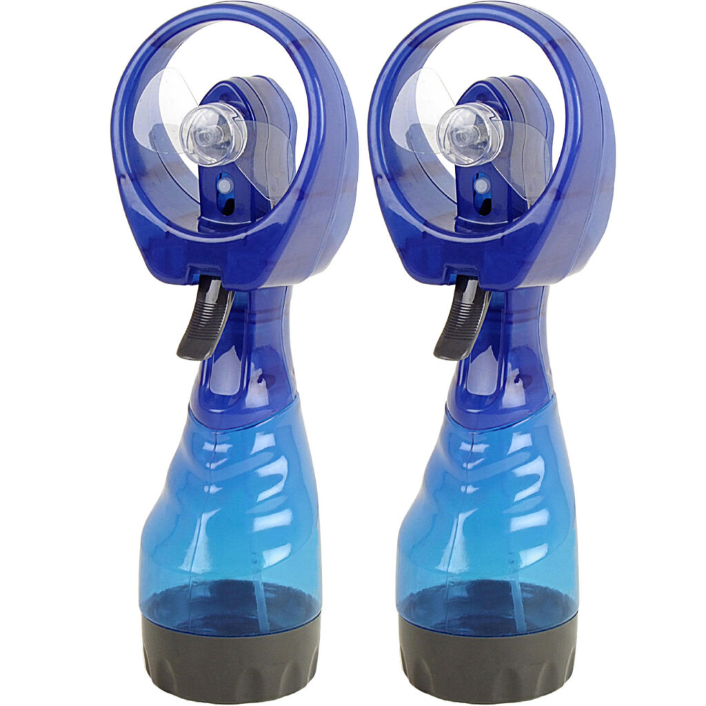 2er-Set Sprühventilator, 300 ml-Wassertank, Batteriebetrieb, Hand-Ventilator 2er-Set Sprühventilator, 300 ml-Wassertank, Batteriebetrieb, Hand-Ventilator