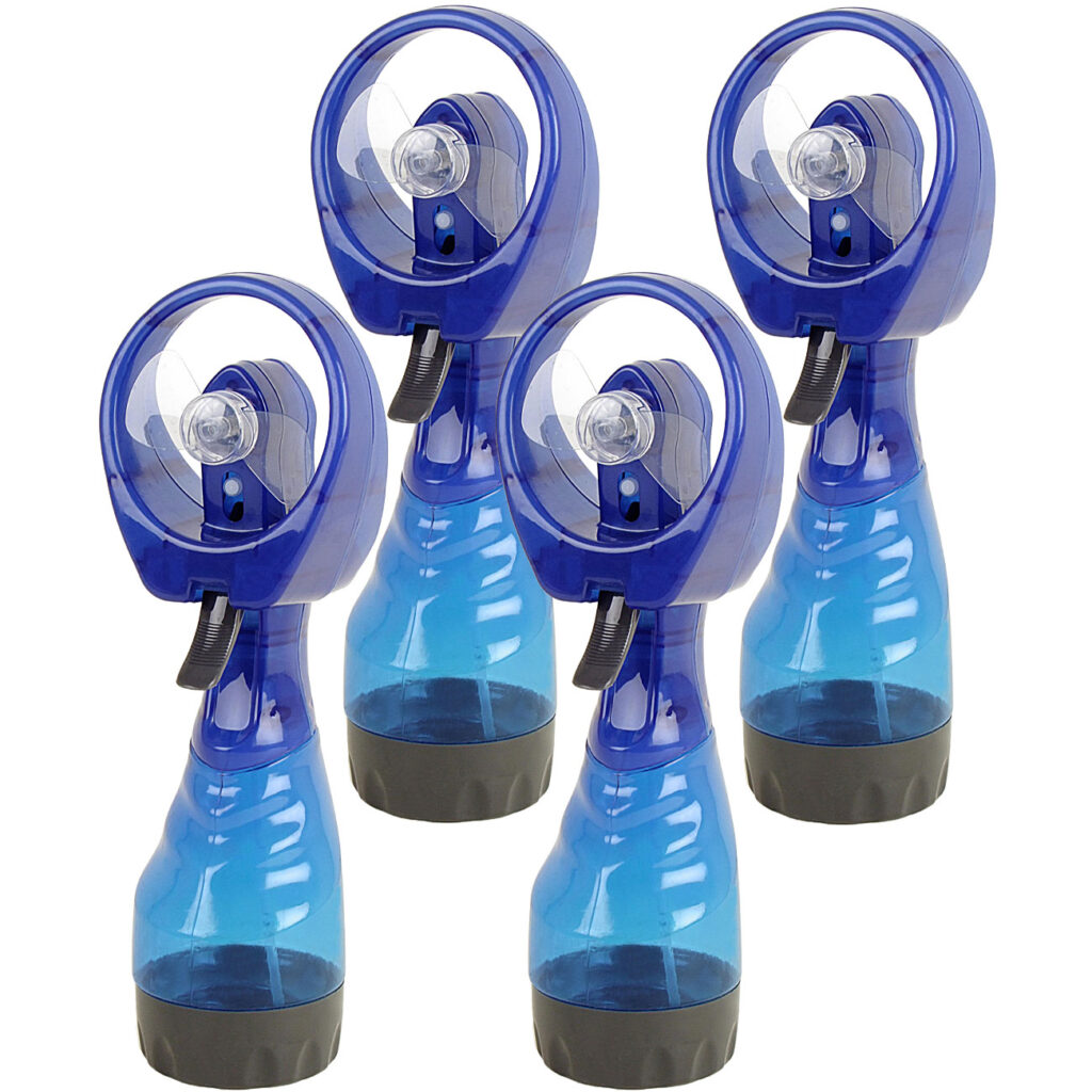 4er-Set Sprühventilator, 300 ml-Wassertank, Batteriebetrieb, Hand-Ventilator 4er-Set Sprühventilator, 300 ml-Wassertank, Batteriebetrieb, Hand-Ventilator