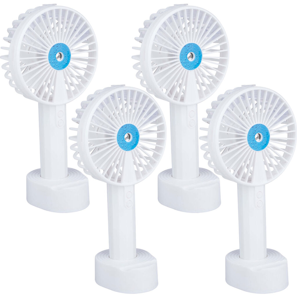 4er-Set Sprühventilator mit Handyhalter, Hand-Ventilator, Akku 4er-Set Sprühventilator mit Handyhalter, Hand-Ventilator, Akku