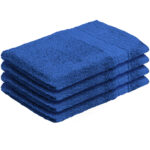 4er-Set Waschhandschuhe aus 100% Baumwolle, Waschlappen mit Schlaufe, royal