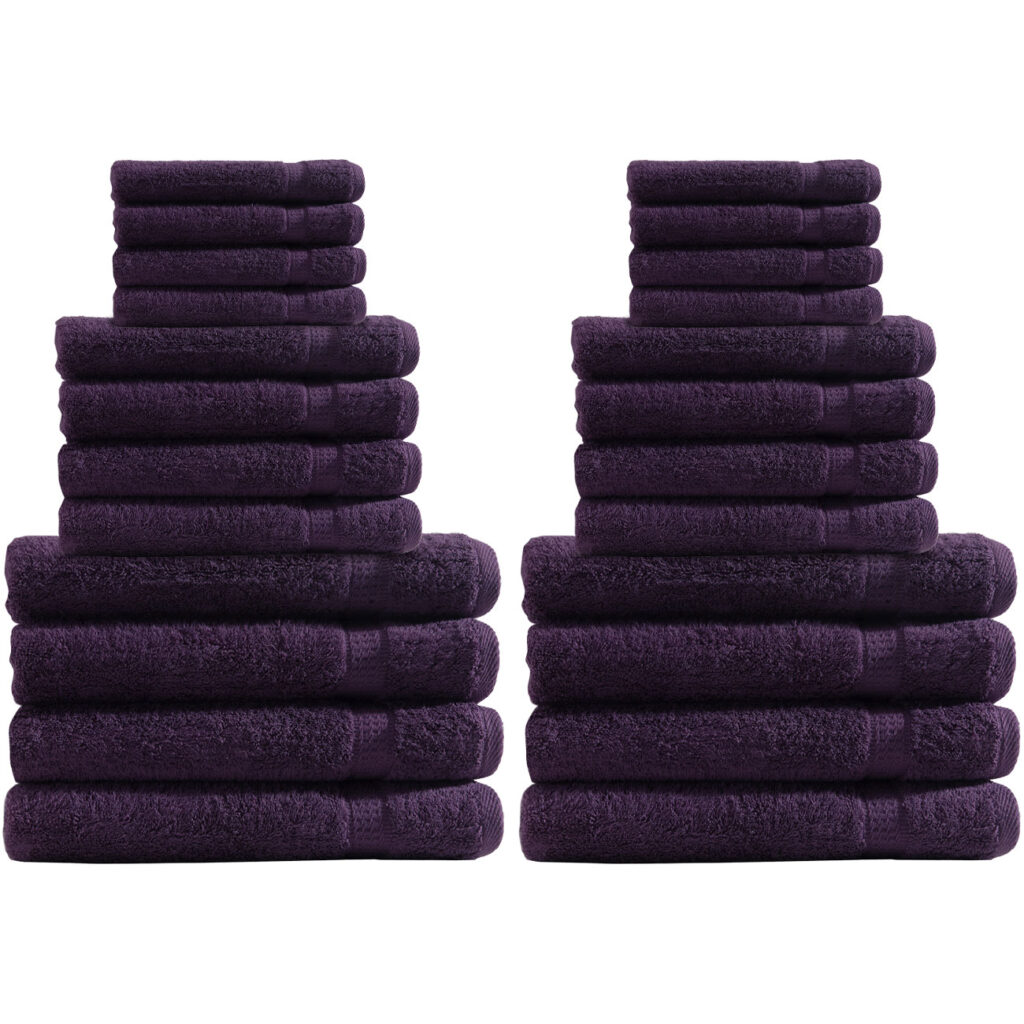 Handtuchset 24-teilig, je 8 Gäste-, Hand- und Duschtücher, 100% Baumwolle, aubergine Handtuchset 24-teilig, je 8 Gäste-, Hand- und Duschtücher, 100% Baumwolle, aubergine