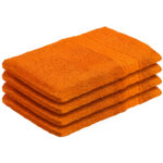 4er-Set Waschhandschuhe aus 100% Baumwolle, Waschlappen mit Schlaufe, terra