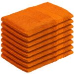 8er-Set Waschhandschuhe aus 100% Baumwolle, Waschlappen mit Schlaufe, terra